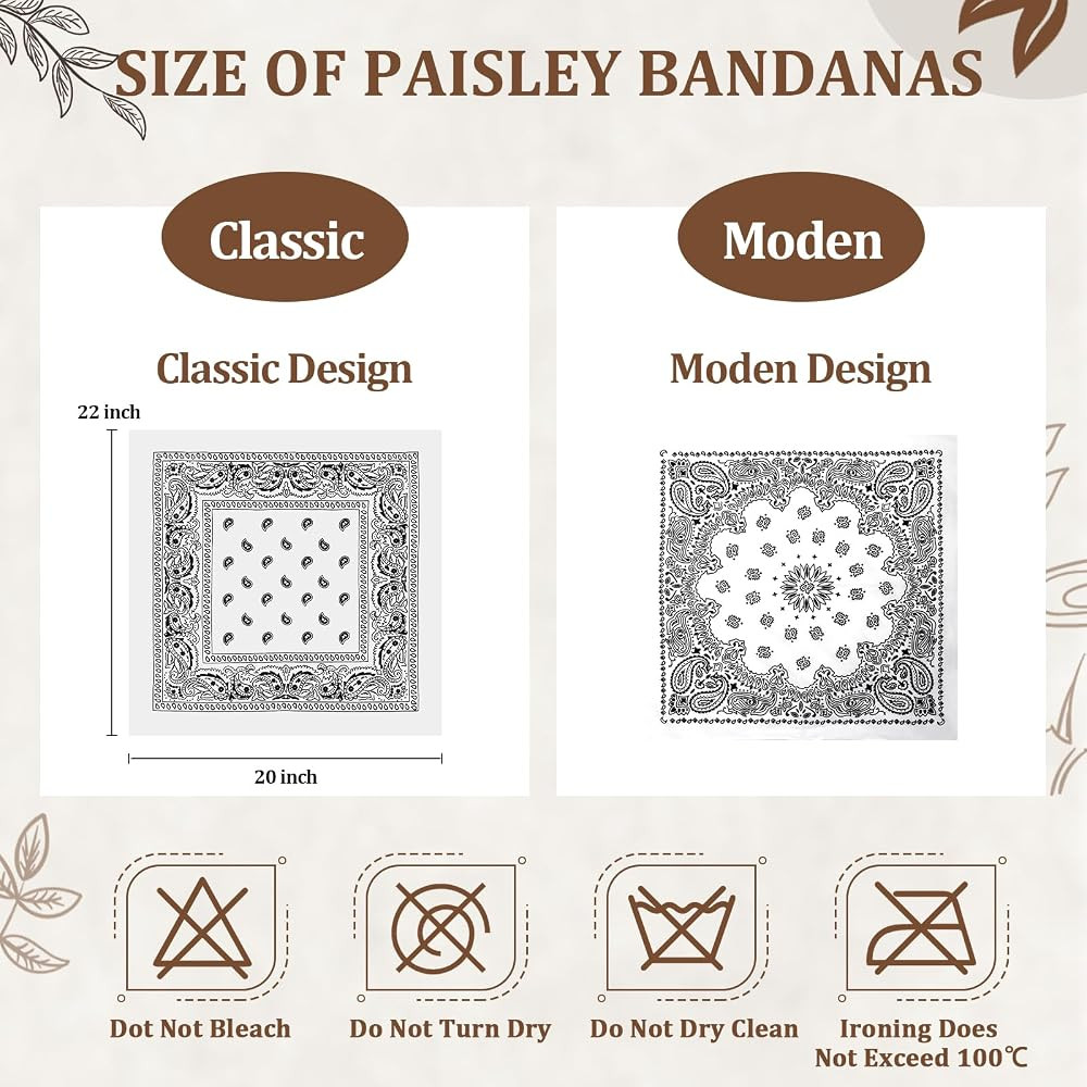 12 Pack Bandanas Unisex Paisley Cowboy Bandanas Bulk Multi Purpose Headband Scarf for Men Women C... | Amazon (US)