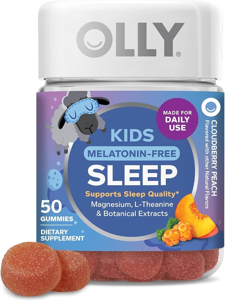 OLLY Kids Melatonin Free Sleep, Magnesium & L-Theanine, Peach - 50 Count | Amazon (US)