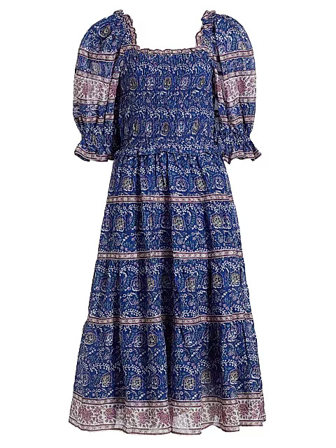 Rosita Smocked Puff-Sleeve Midi-Dress | Saks Fifth Avenue