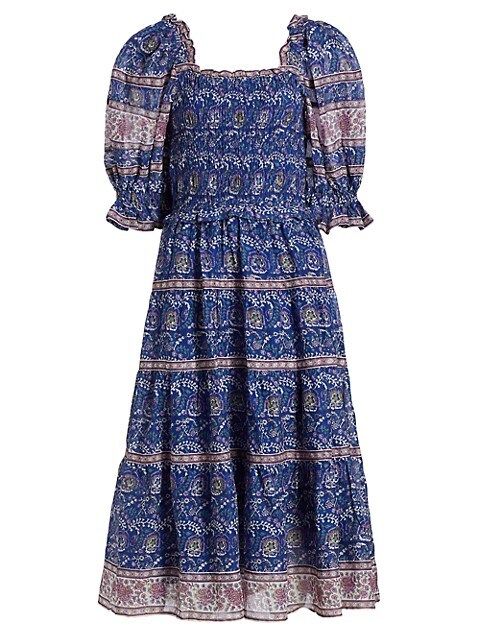 Rosita Smocked Puff-Sleeve Midi-Dress | Saks Fifth Avenue
