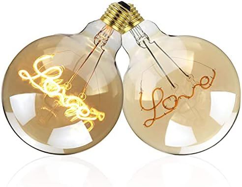 Vintage Edison Light Bulb LED 'Love' Bulb Globe Round Bulb 4W 110V E27 Decorative Light Bulbs for Lo | Amazon (US)