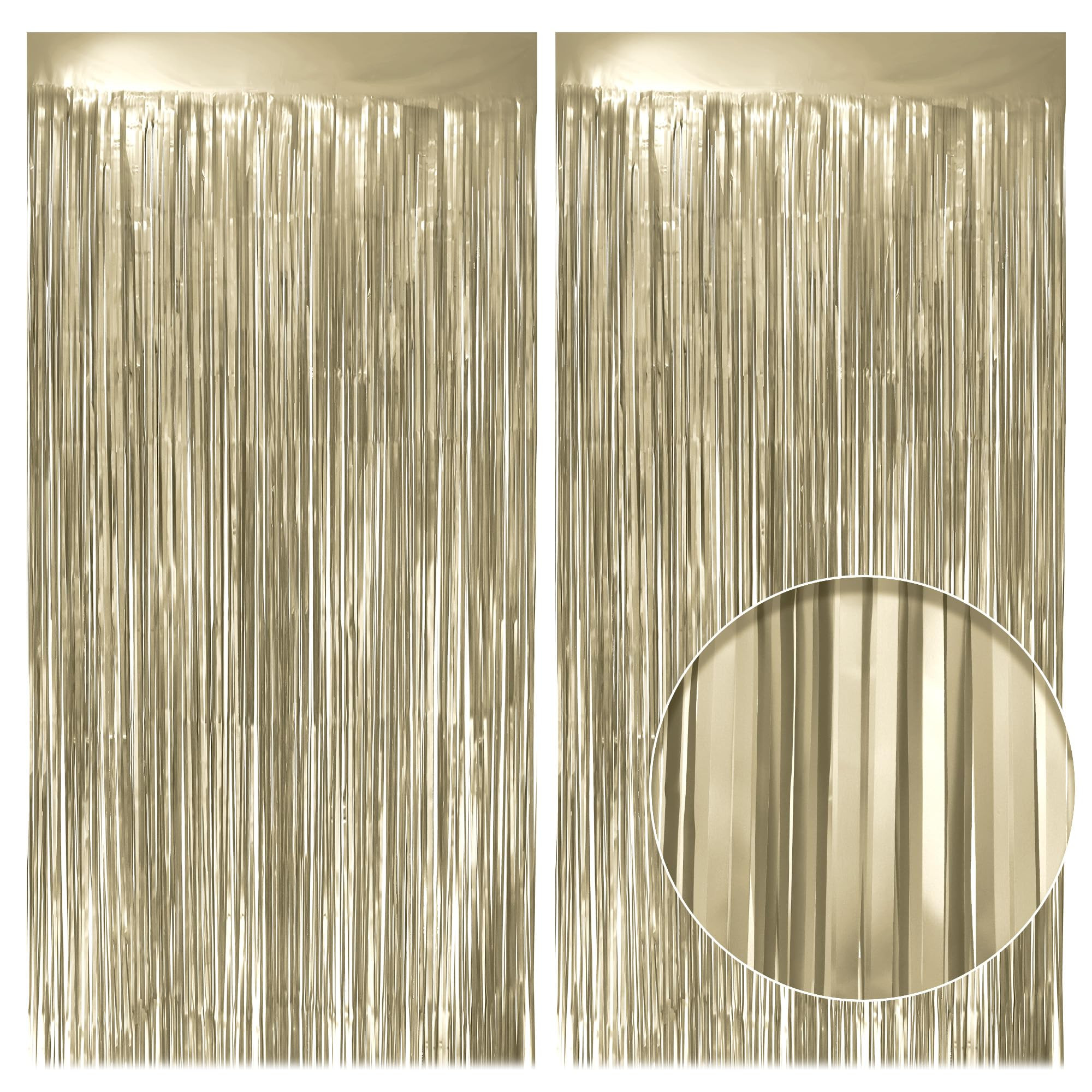 4 Pack Metallic Champagne Gold Fringe Backdrop, 3.2x8.2ft Shining Foil Tinsel Curtains, Birthday ... | Amazon (US)