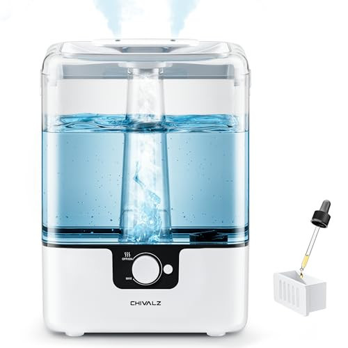 CHIVALZ Humidifiers for Bedroom Large Room Home, 6L Cool Mist Humidifier for Baby and Plant, Oil Diffuser, Top Fill Humidifier with Night Light, Quiet 26dB, Up to 50H, White 1Pack | Amazon (US)