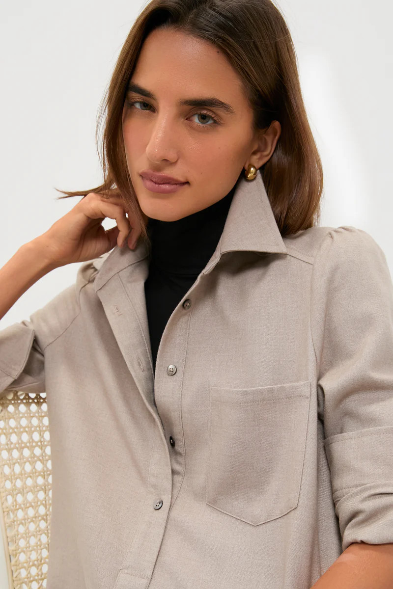 Taupe Brushed Wool Callahan Shirt Dress | Tuckernuck (US)