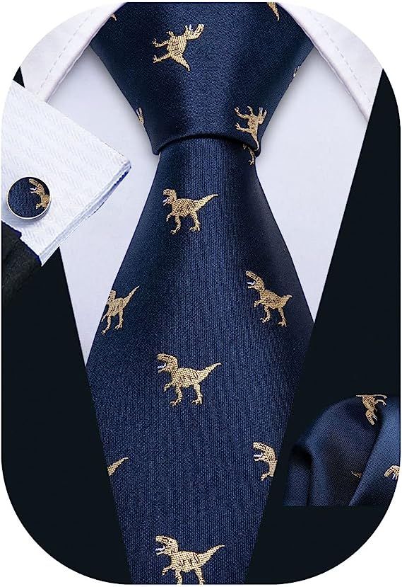 Barry.Wang Fun Animal Ties for Men Designer Handkerchief Cufflink WOVEN Casual Necktie Set | Amazon (US)