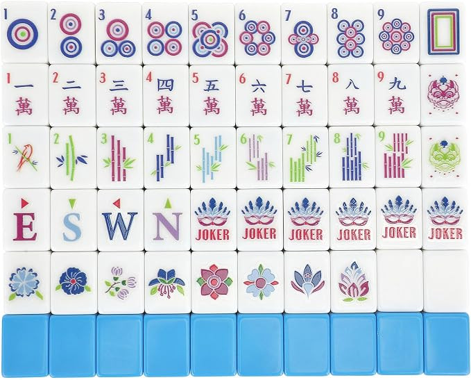 American Mahjong Tile Set,166 Tiles White Blue Melamine Tiles,Mahjong Game Set with Portable Trav... | Amazon (US)