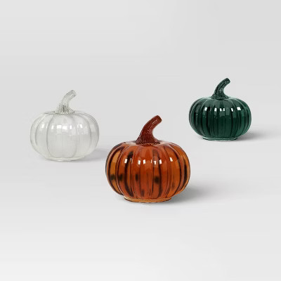 3pk Fall Glass Pumpkins - Threshold™ | Target