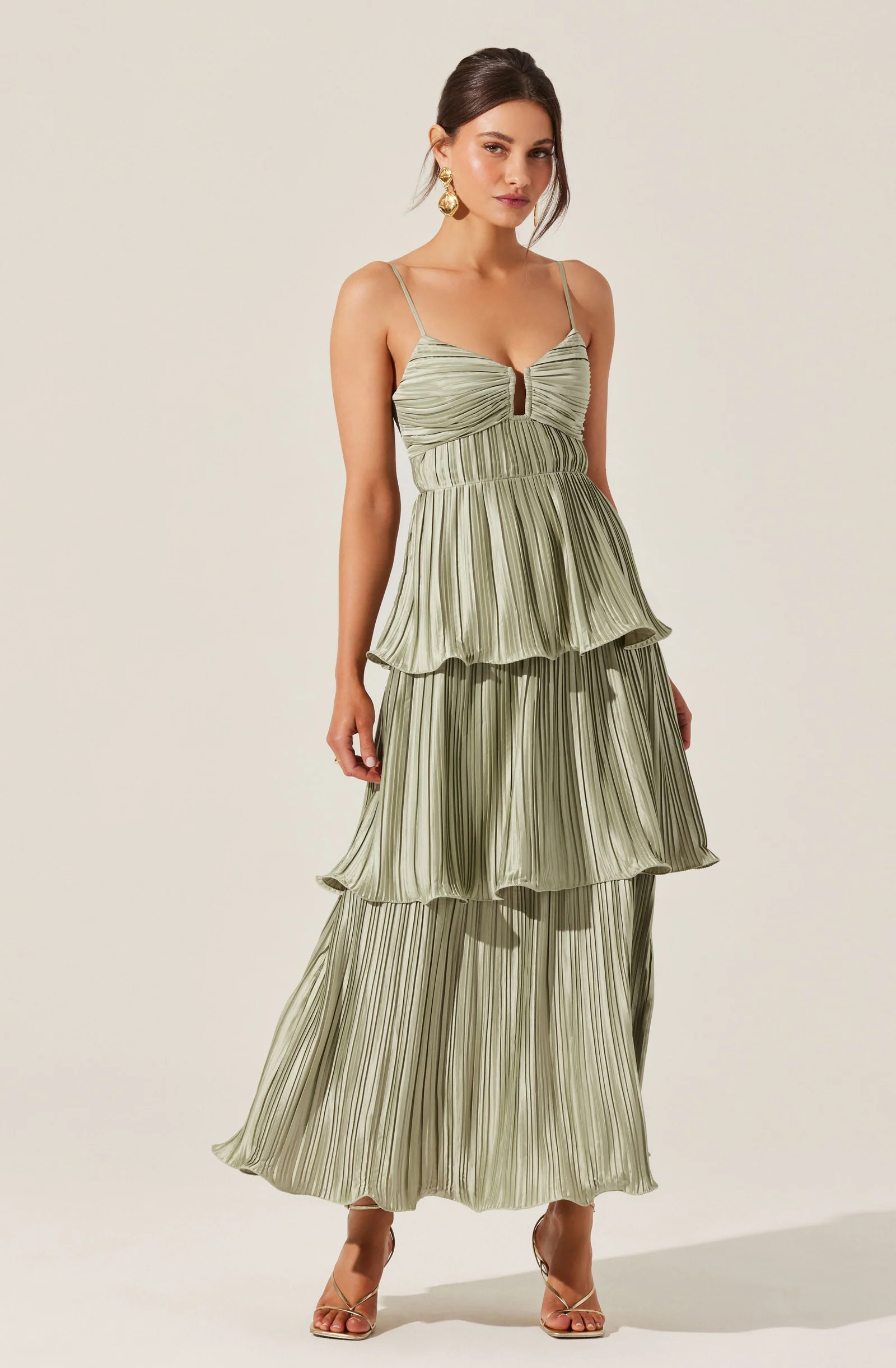 Lupin Pleated Tiered Maxi Dress - Light yellow / XS | ASTR The Label (US)