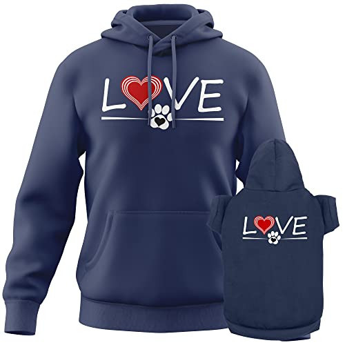 APPARELYN Matching Hoodies for Dogs and Humans - Love Heart Pet & Owner Matching Dog and Owner Sweaters - Premium Dog Hoodie Is a Great Gift for Christmas, Thanksgiving, Hanukkah Navy Blue | Amazon (US)