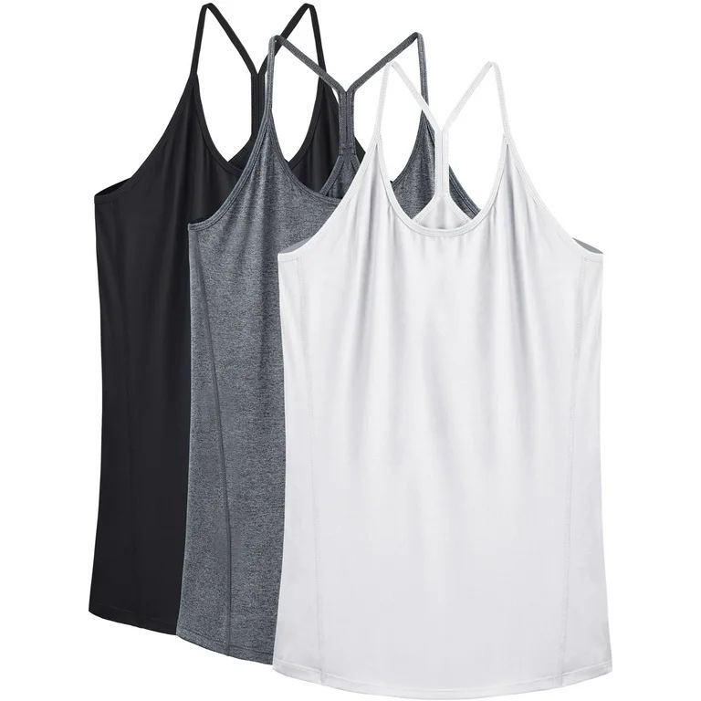 NELEUS Womens Yoga Tank Tops Racerback Athletic Workout Strap Camisole Shirts,Black+Gray+White,US... | Walmart (US)