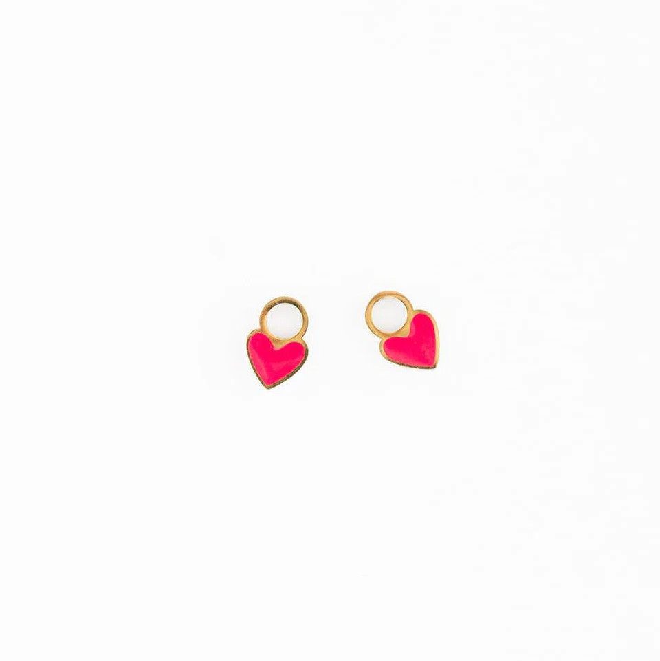 Enamel Heart Hoop Earring Charm | Pip Pop Post