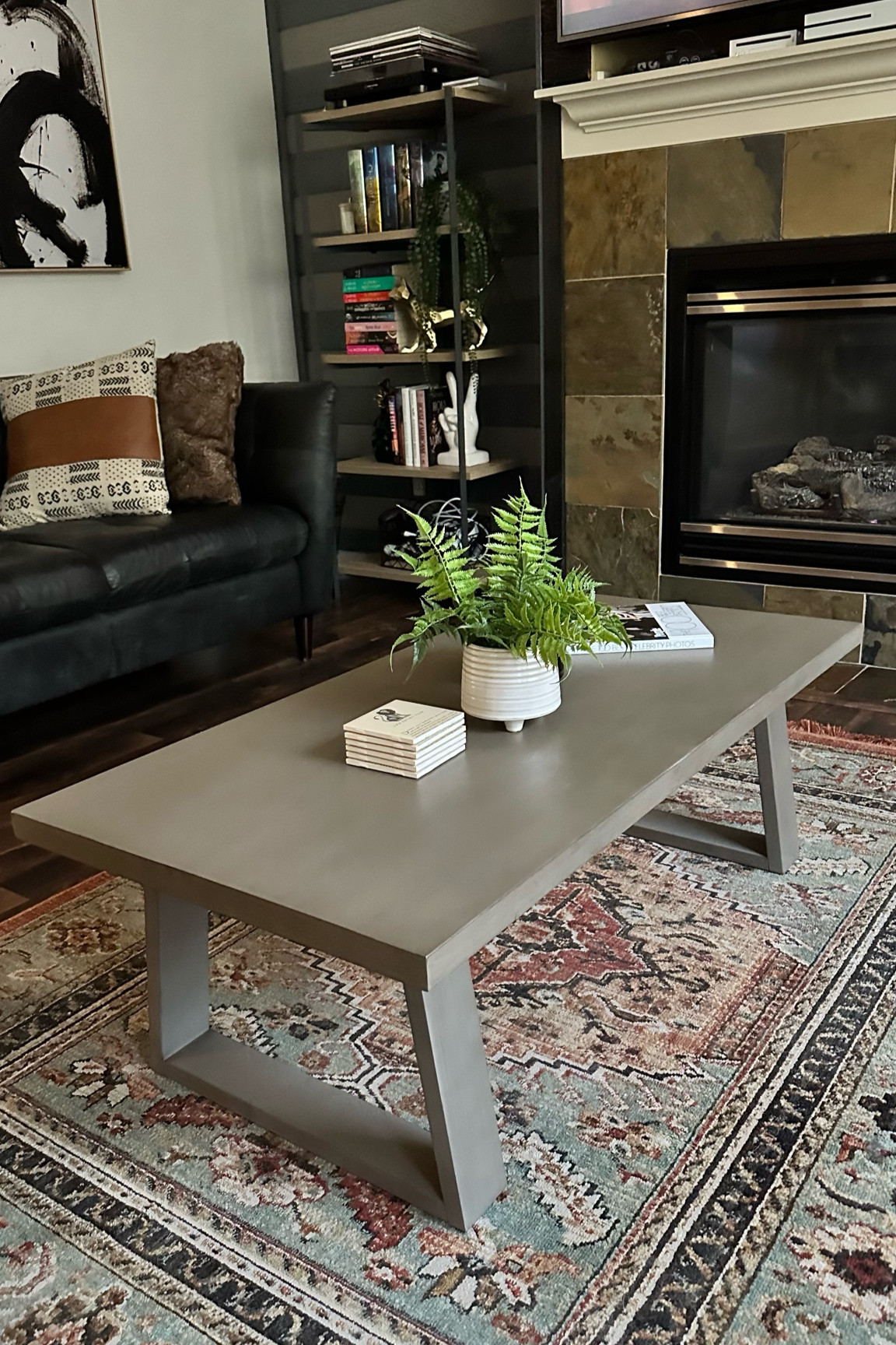 Gray modern living room table #eclecticinteriordesign 

#LTKHome #LTKStyleTip #LTKSaleAlert