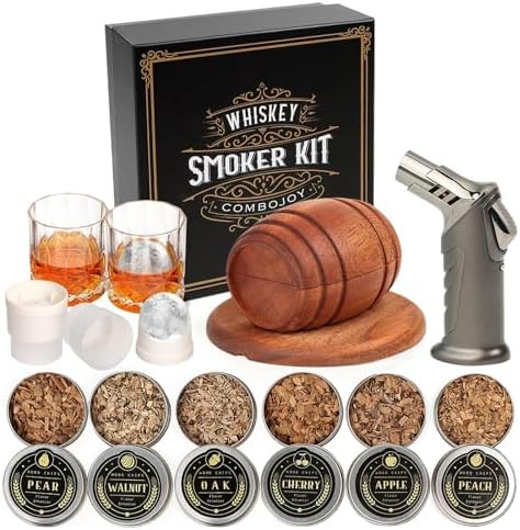 Whiskey Smoker Kit with Torch - 6 Flavors Wood Chips, 2 Glasses, 2 Ice Ball Molds - Cocktail Smok... | Amazon (US)