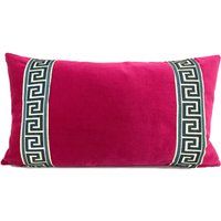 Pink Pillow Cover - Fuchsia Velvet Lumbar With Navy Blue Greek Key Trim | Etsy (US)