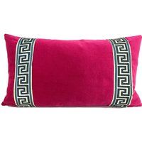 Pink Pillow Cover - Fuchsia Velvet Lumbar With Navy Blue Greek Key Trim | Etsy (US)