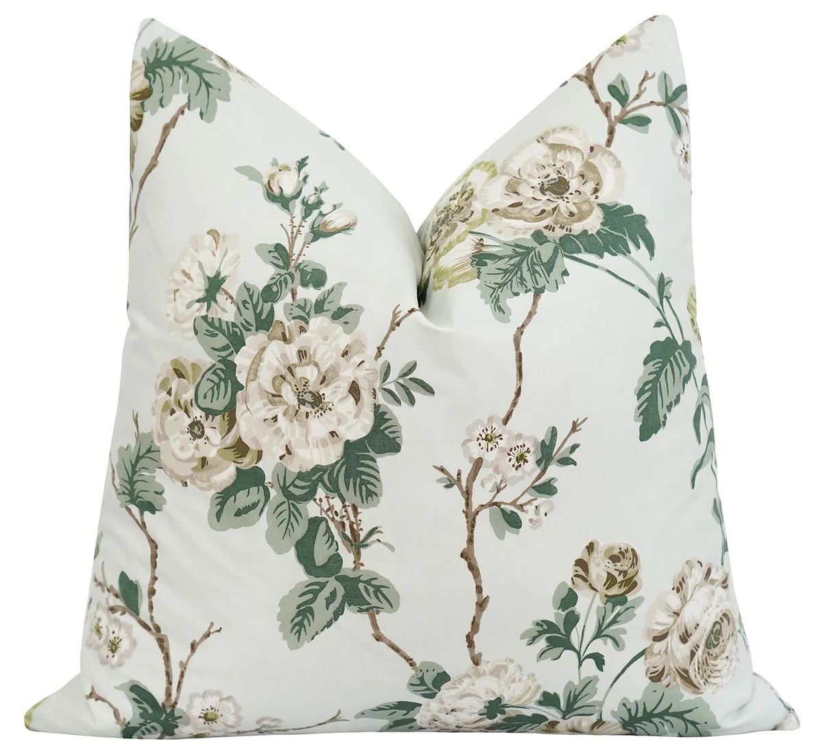 Betty Chintz Celadon Floral Throw Pillow | Land of Pillows