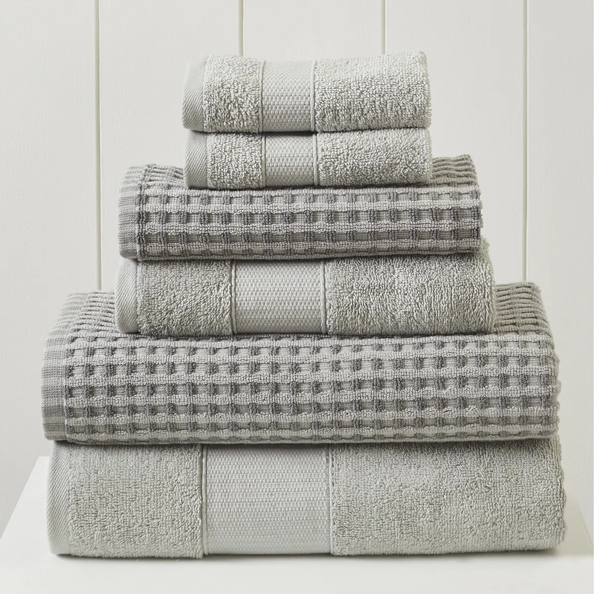 Modern Threads Drucilla 6-Piece 100% Combed Cotton Yarn Dyed Cobblestone Jacquard Towel Set | Wayfair North America