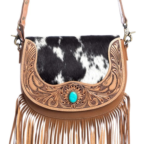 Myra Tamaya Trail Hand-Tooled Crossbody Black Turquoise | Scheels