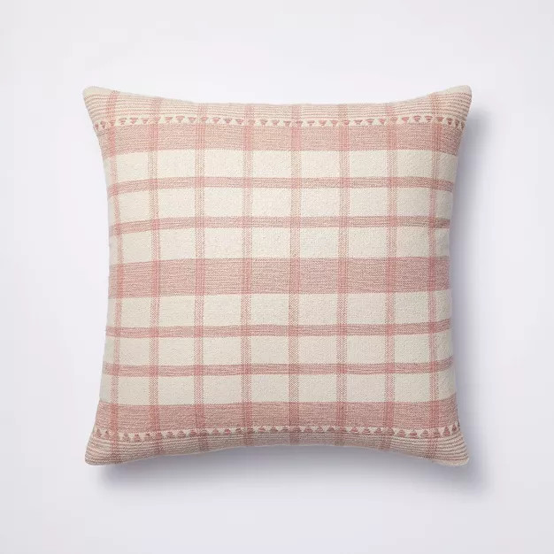 Square Woven Plaid Decorative Throw Pillow Mauve/Light Beige - Threshold™ designed with Studio ... | Target