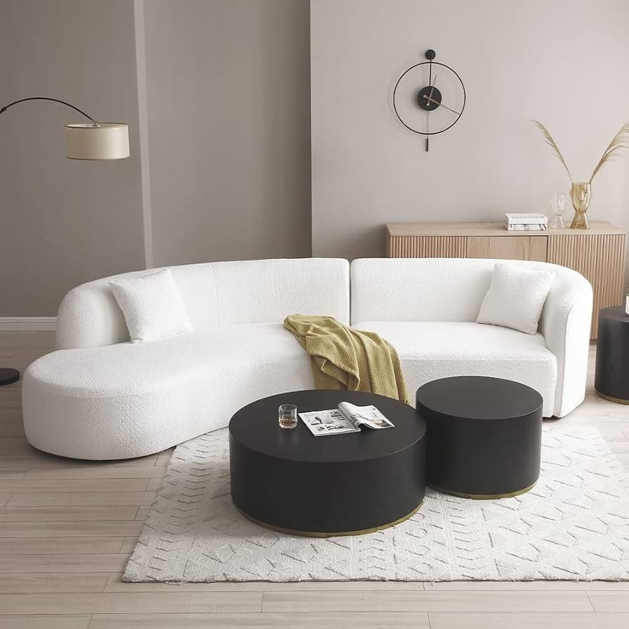 WILLIAMSPACE 126" Luxury Modern Style Curved Sofa, Upholstery Boucle Sofa Couch with 2 Pillows, L... | Amazon (US)