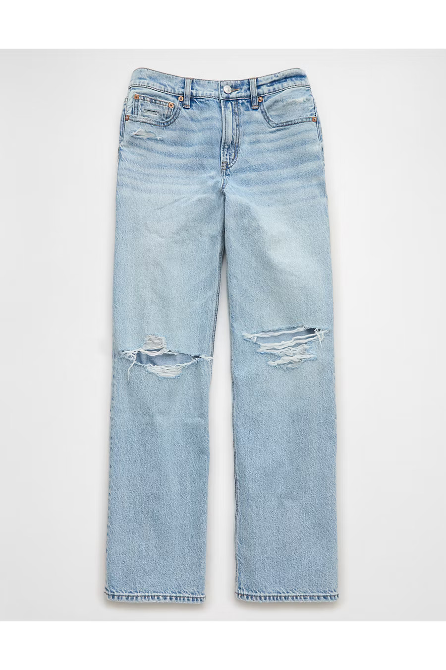 AE Strigid Ripped High-Waisted Stovepipe Jean Women's Skylight 00 X-Short | American Eagle Outfitters (US & CA)