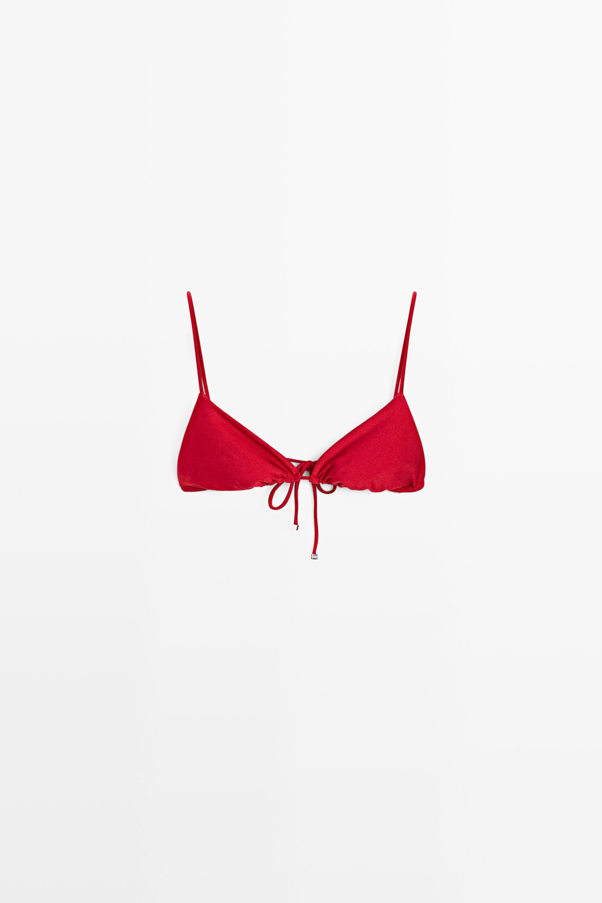 Shimmering triangle bikini top | Massimo Dutti UK