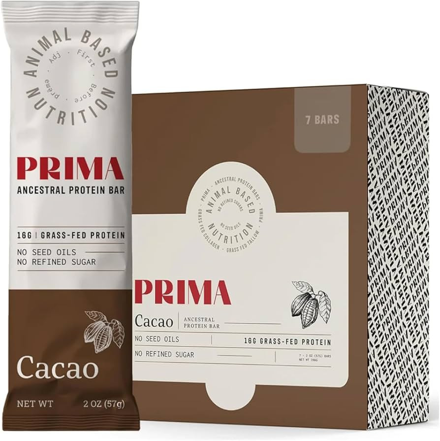 PRIMA ANCESTRAL PROTEIN BAR Grass Fed Protein Bars, 7 Pack – Animal-Based Protein Bar with Beef... | Amazon (US)