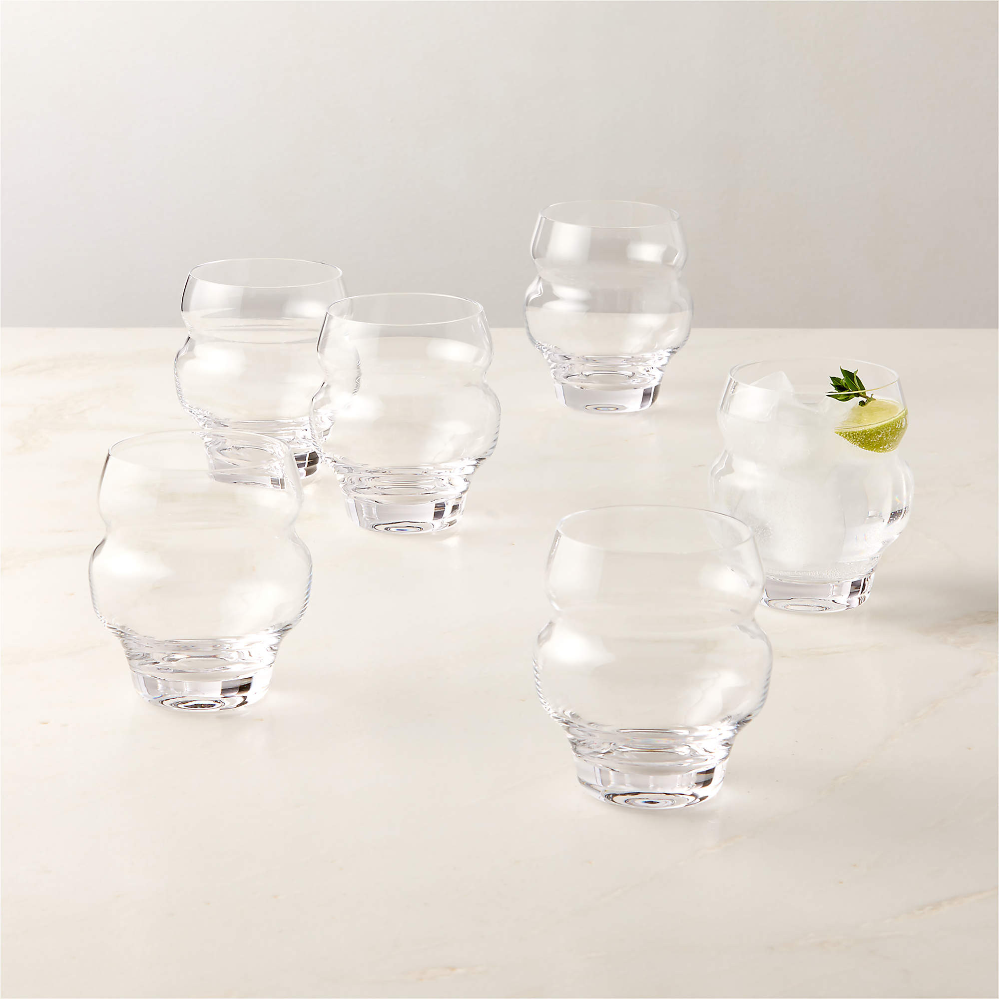 Omari Smoked Double Old-Fashioned Glasses Set of 6 + Reviews | CB2 | CB2