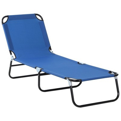 Outsunny Portable Outdoor Sun Lounger, Lightweight Folding Chaise Lounge Chair w/ 5-Position Adjustable Backrest for Beach, Poolside and Patio, Blue | Target