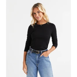 AUSTRALIAN COTTON RIB LONGSLEEVE TOP | Sportsgirl