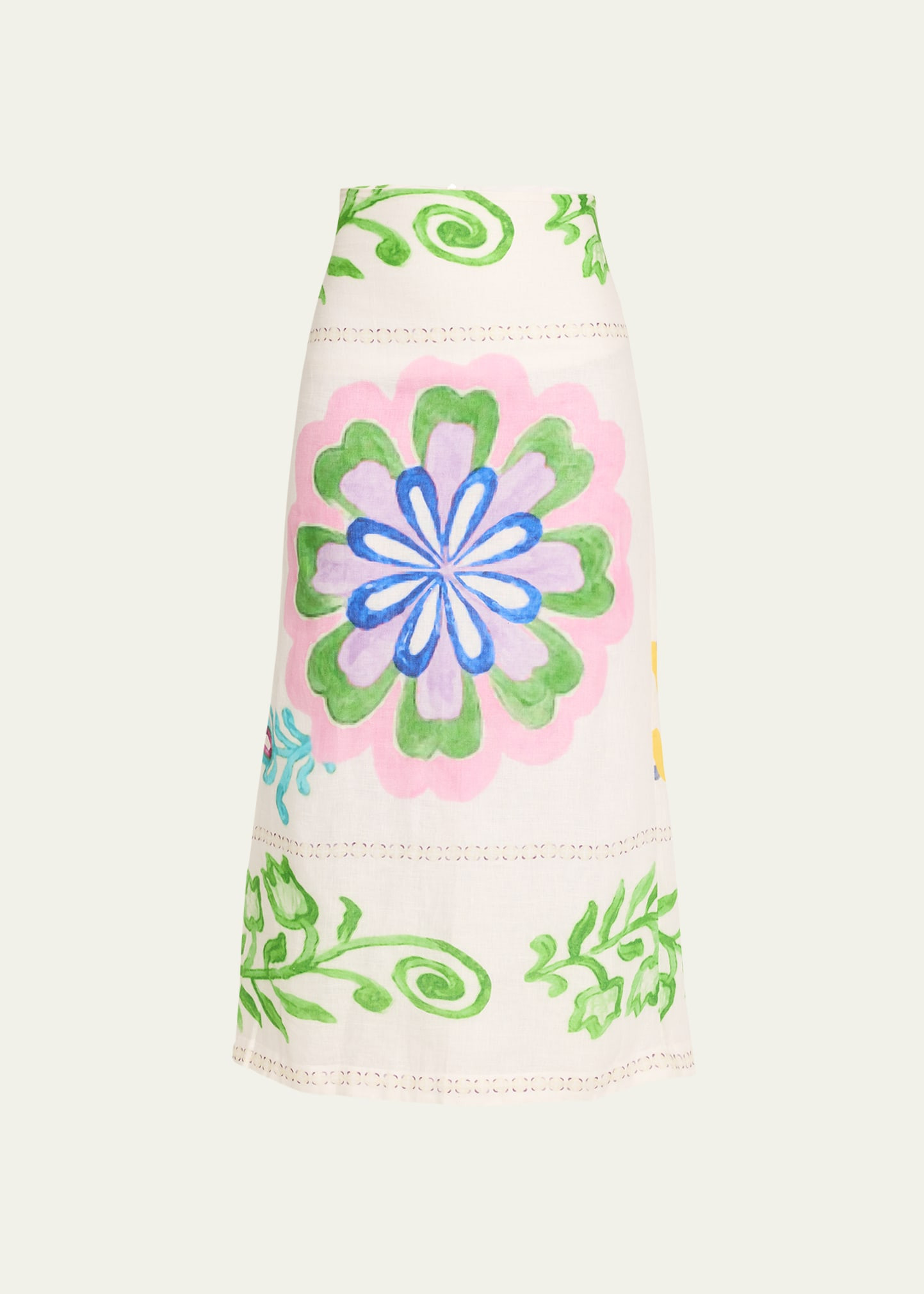 Silvia Tcherassi Atira Printed Linen Midi Skirt | Bergdorf Goodman