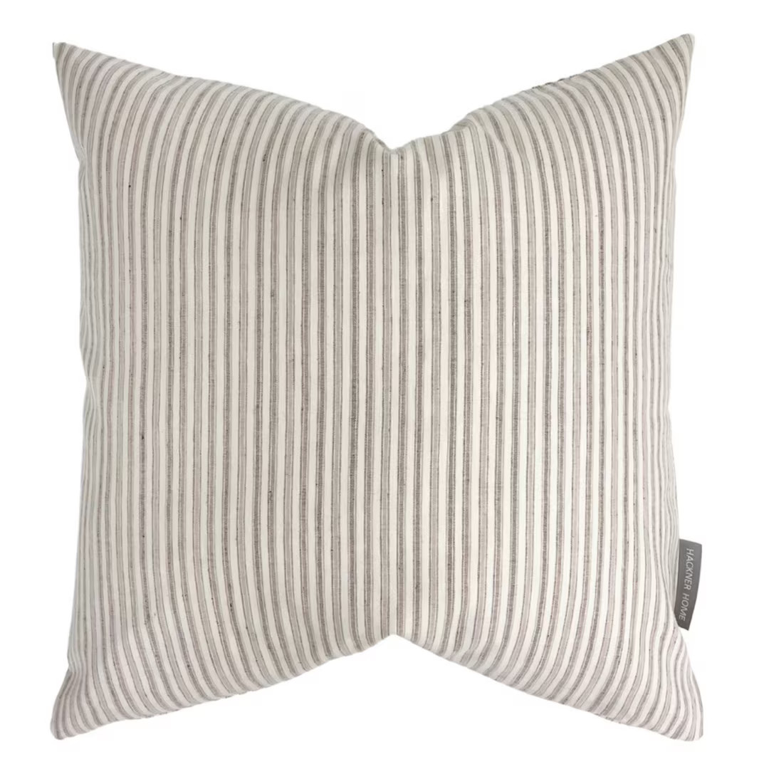 Linen Stripes Coffee, Striped Pillow Cover, Decorative Pillow Cover, Taupe Color Pillow, Designer... | Etsy (US)