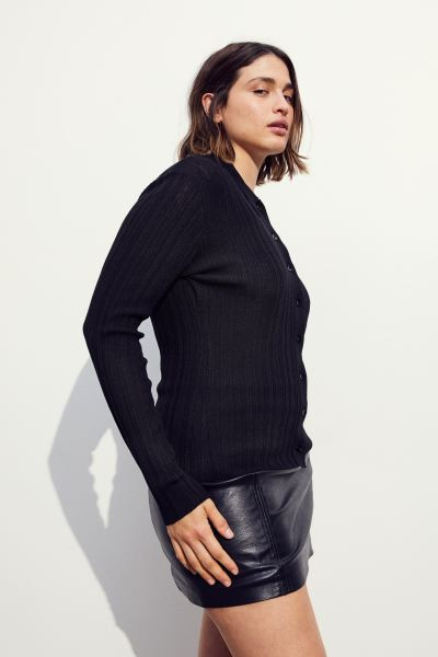 Rib-knit Cardigan with Collar | H&M (US + CA)