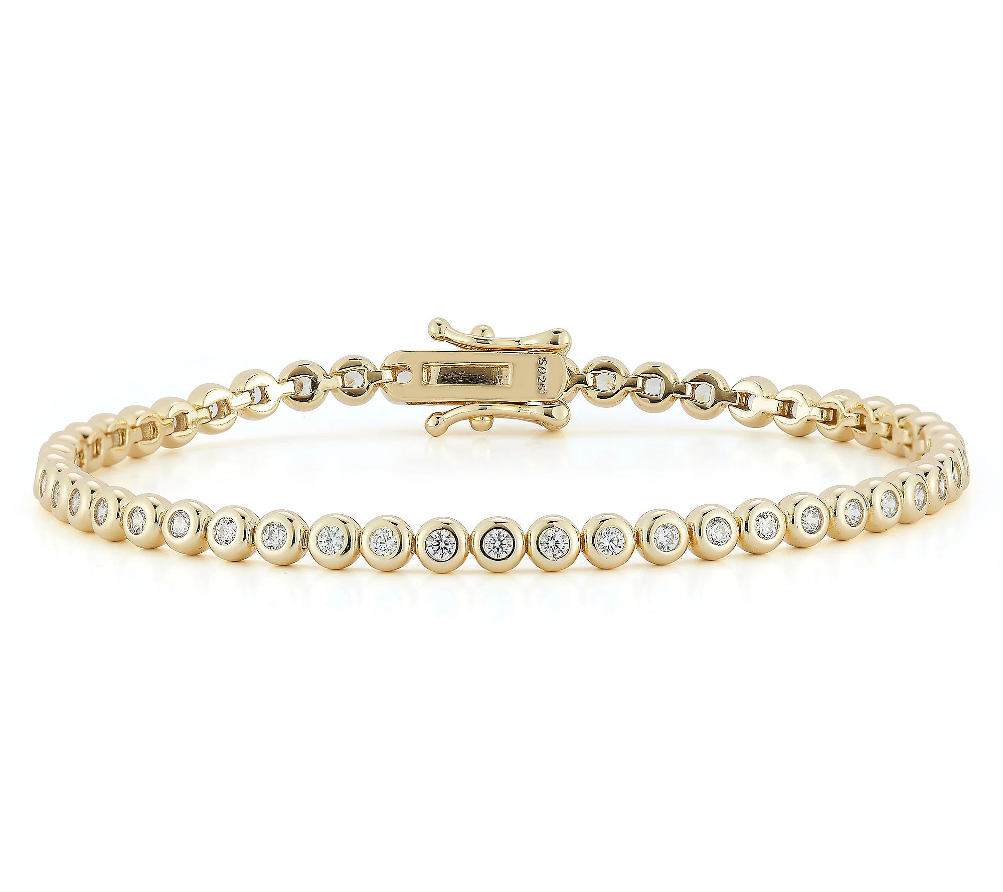 Rachel Zoe Round Bezel Set Tennis Bracelet, Sterling | QVC