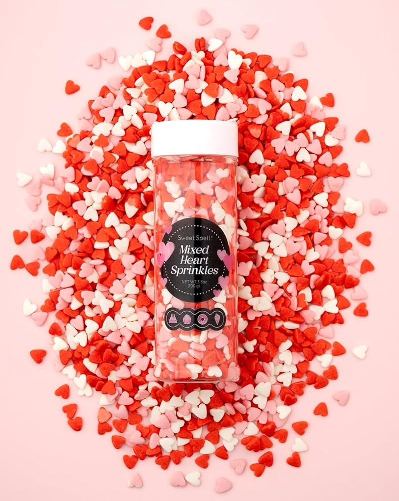 Sweet Spell Red Pink White Heart Sprinkles - Edible Candy Valentine's Day Cake Decorating Sprinkl... | Amazon (US)