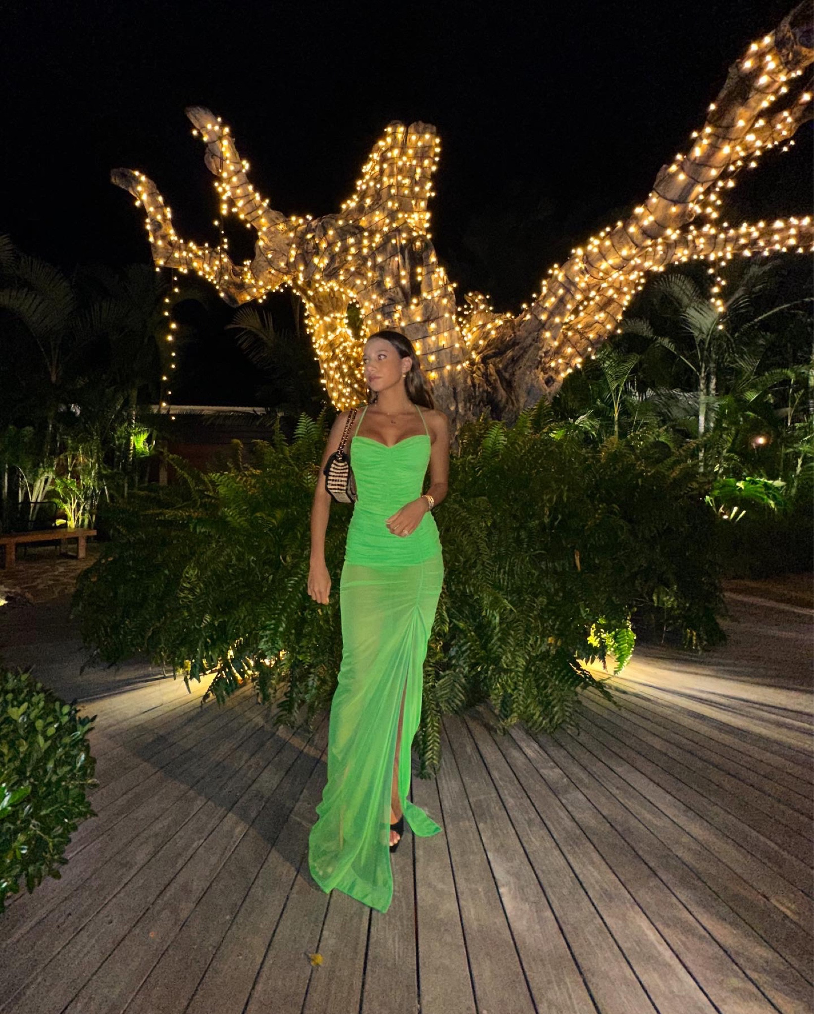 michael costello green dress Nella main image 1
