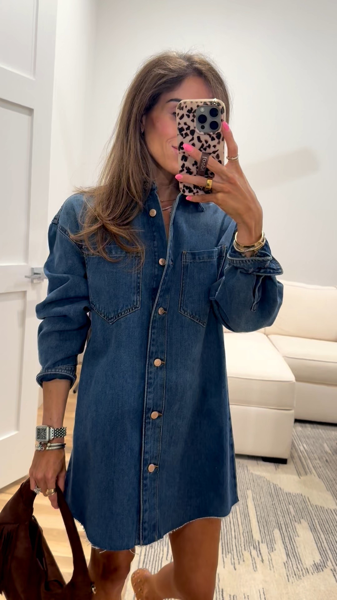 Denim oversized shirt can be worn with boots or clear heels 

#LTKSeasonal #LTKPetite
