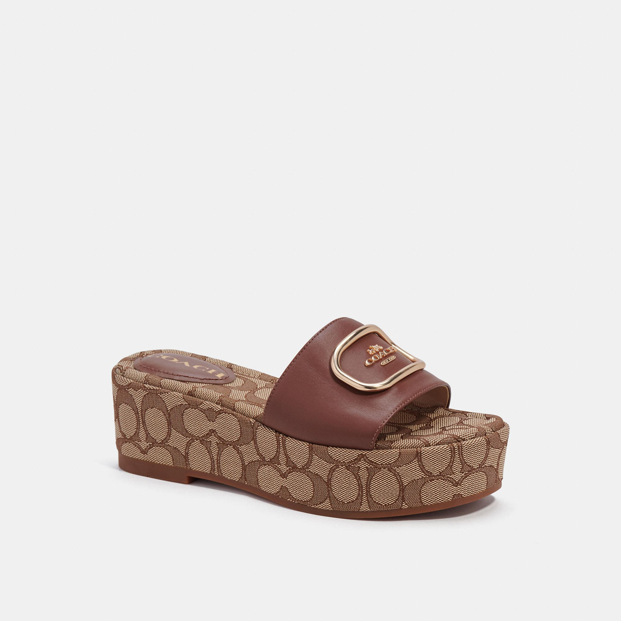 Coach Outlet Eloise Sandal In Signature Chambray - Brown, Size: 7 | Coach Outlet US