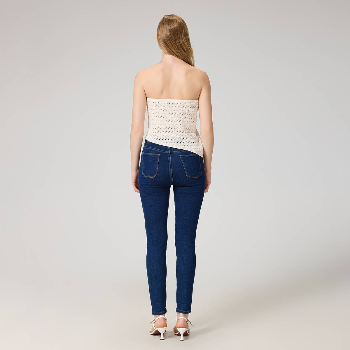 Women's Textured Asymmetrical Bandeau Sweater - A New Day\u2122 Cream XS | Target