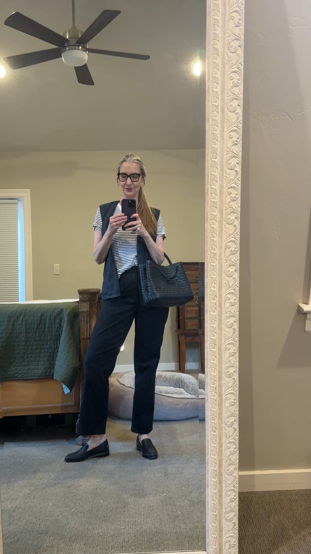 Teacher ootd 👩‍🏫. #flatteringjeans #denimvest #leatherloafers #glasses #leatherbag #casualootd 

#LTKMidsize #LTKdayinmylife #LTKOver40