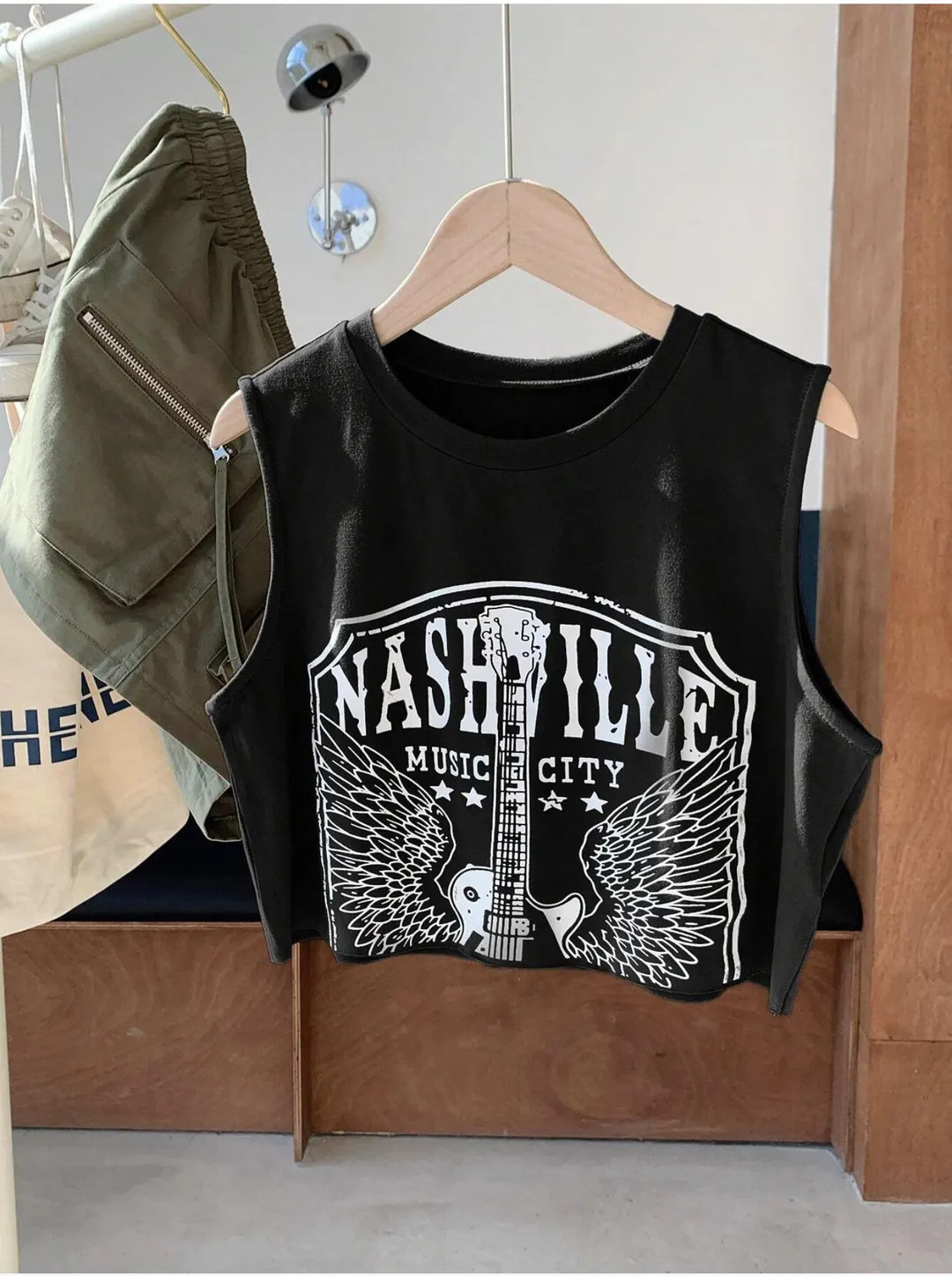 Women's Summer Music Festival Guitar & Letter Printed Cropped Tank Top - Etsy | Etsy (US)