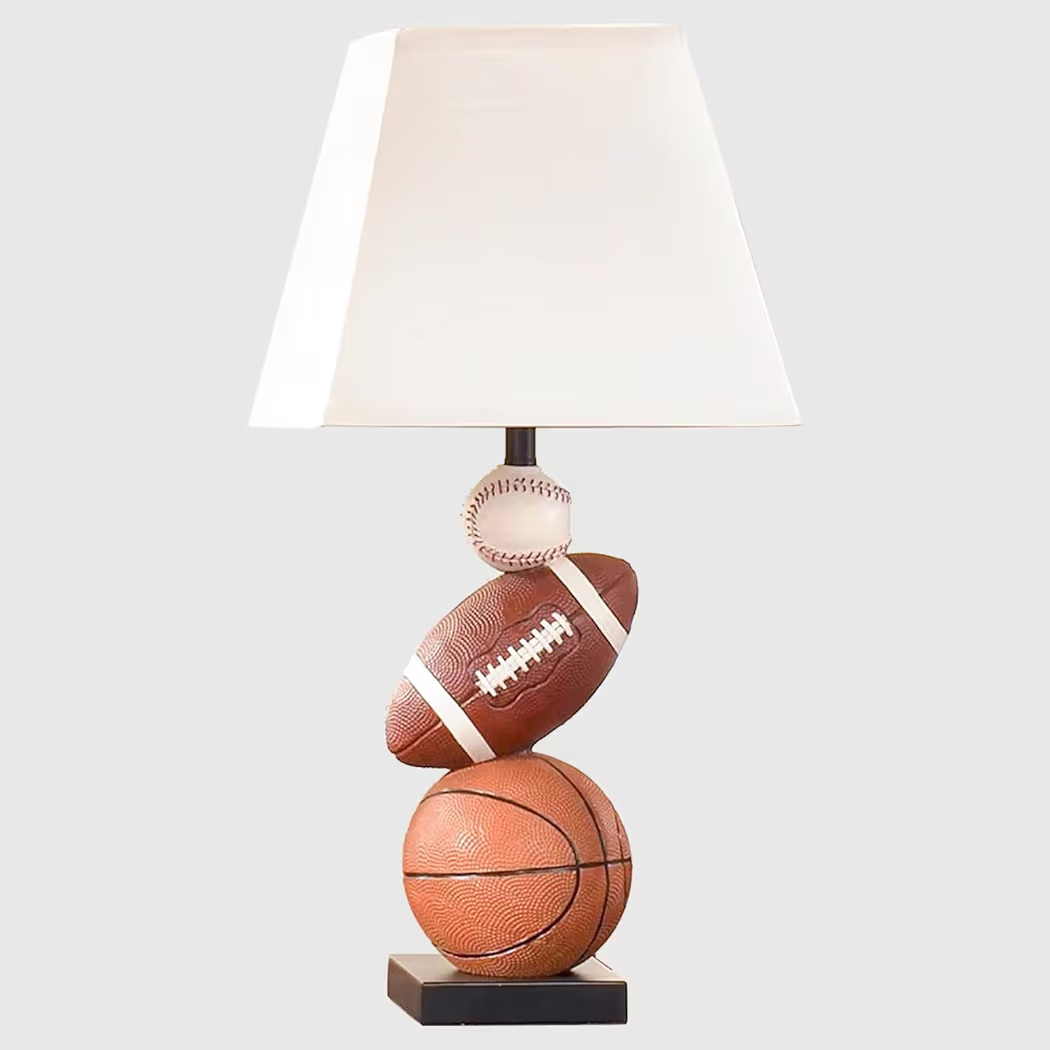 Kids Table Lamp, 14 Inch Football, Basketball & Baseball Design with Cute Lampshade, Sports-Theme... | Amazon (US)