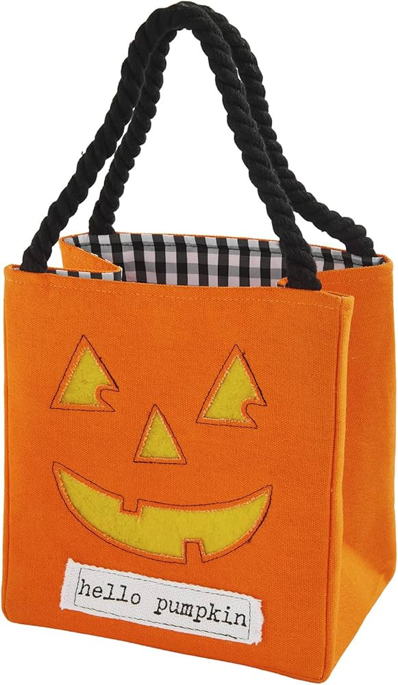 Mud Pie Children's Halloween LED Light Up Treat-or-Treat Candy Bag, Pumpkin, 7 1/2" x 7" | Amazon (US)