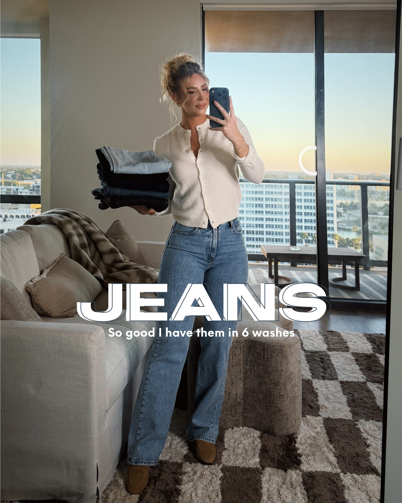 On sale with code: NEWFORYOU 
My absolute go to pair of jeans for any occasion and the fit is insanely flattering! 
This is the exact same style of jeans just in 6 different washes. 
I get a size 24 regular 
Style: 90s high rise relaxed 
Washes: 

Pair 1 medium marble 
Pair 2 dark cross cross waist band 
Pair 3  black cuffed hem 
Pair 4 dark raw hem 
Pair 5 no fade black 
Pair 6 light with a vented hem
You will have to select the wash 

#LTKMidsize #LTKStyleTip #LTKSaleAlert