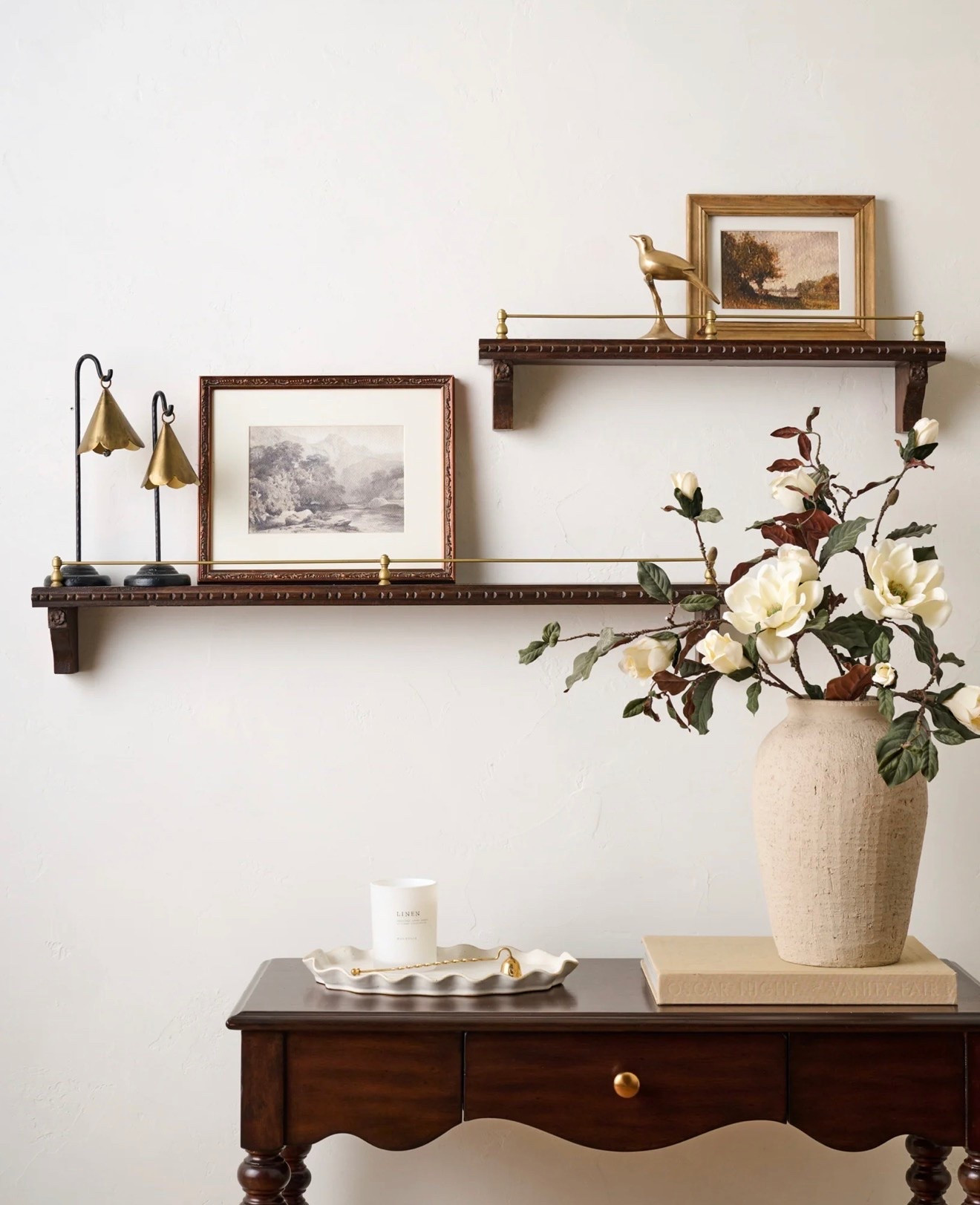 These pretty wood and brass picture ledge shelves are on sale! 2 sizes available.

#LTKHome #LTKSaleAlert