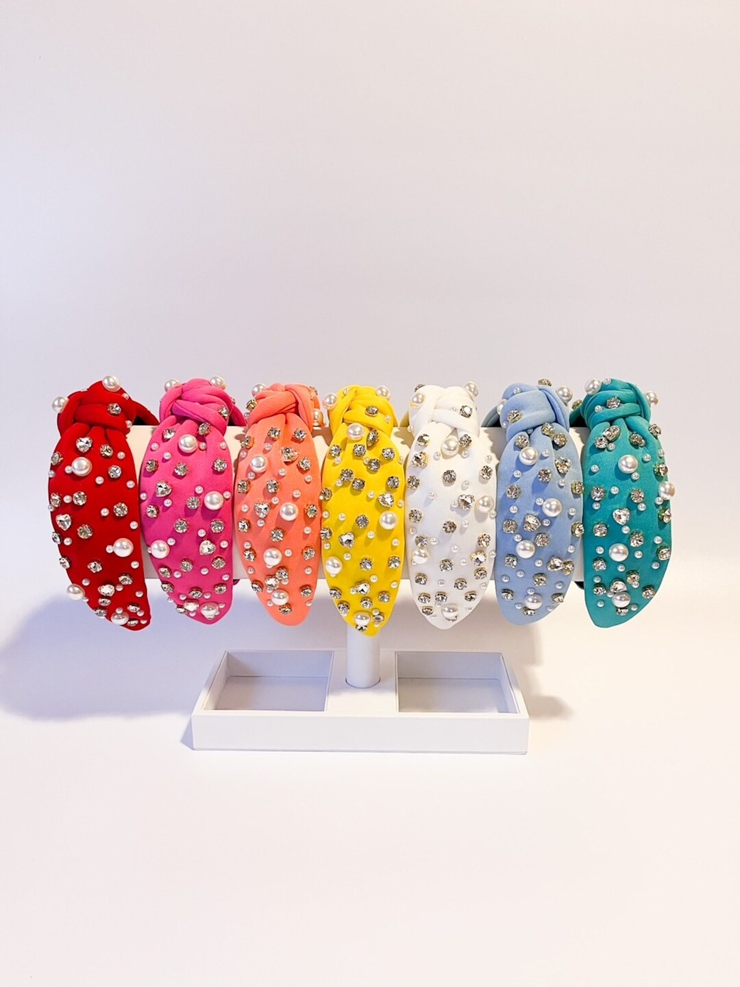 Comfy Knotted Jeweled Headband, Pearl Headband, Spring Headband, Summer Headband, Embellished Hea... | Etsy (US)