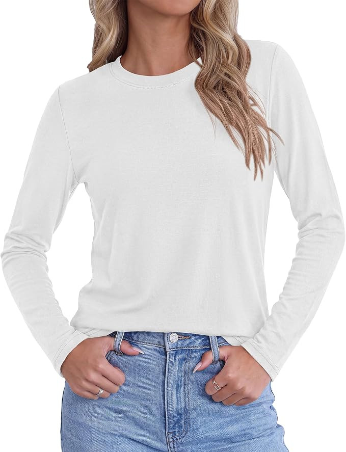 KIRUNDO Long Sleeve Shirts for Women Casual Knit Basic Tops | Amazon (US)