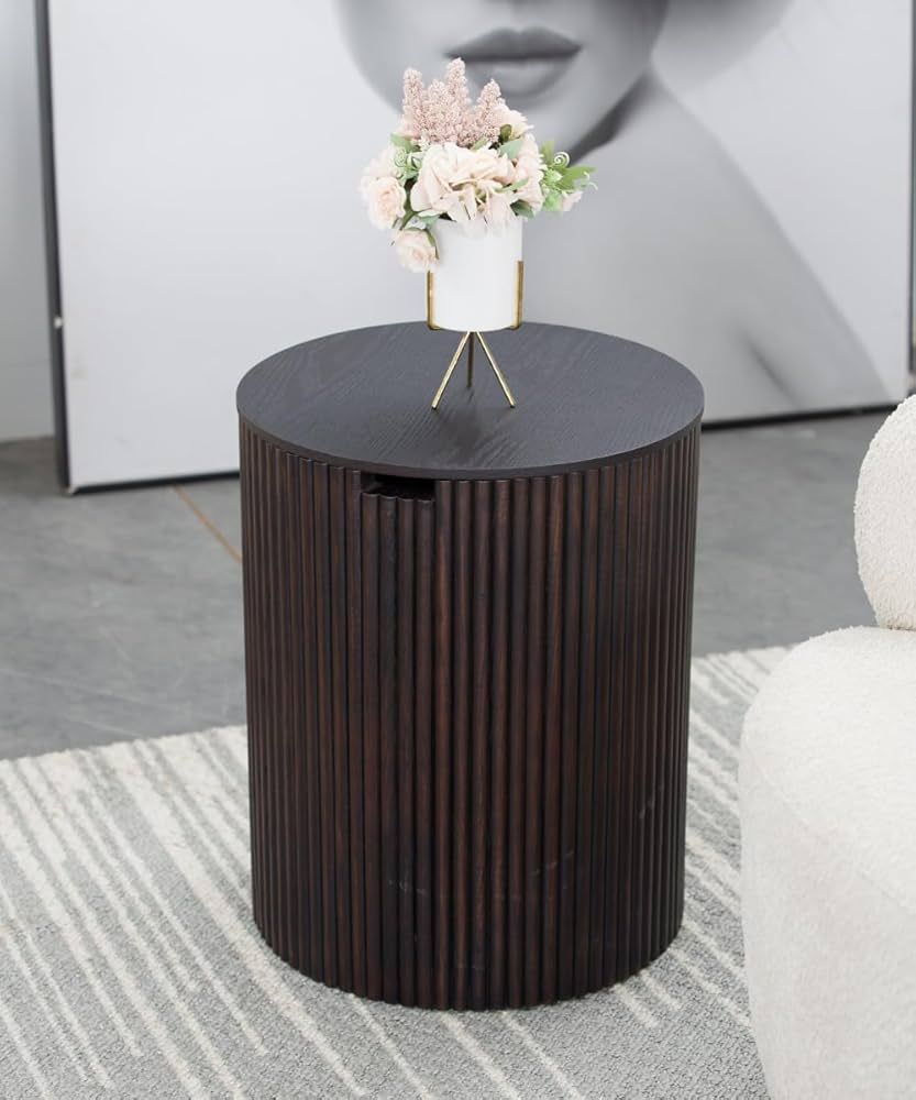 BSYEIO Side Table with Storage, Small Round Coffee Table Fluted End Table Bed Side Table and Nigh... | Amazon (US)