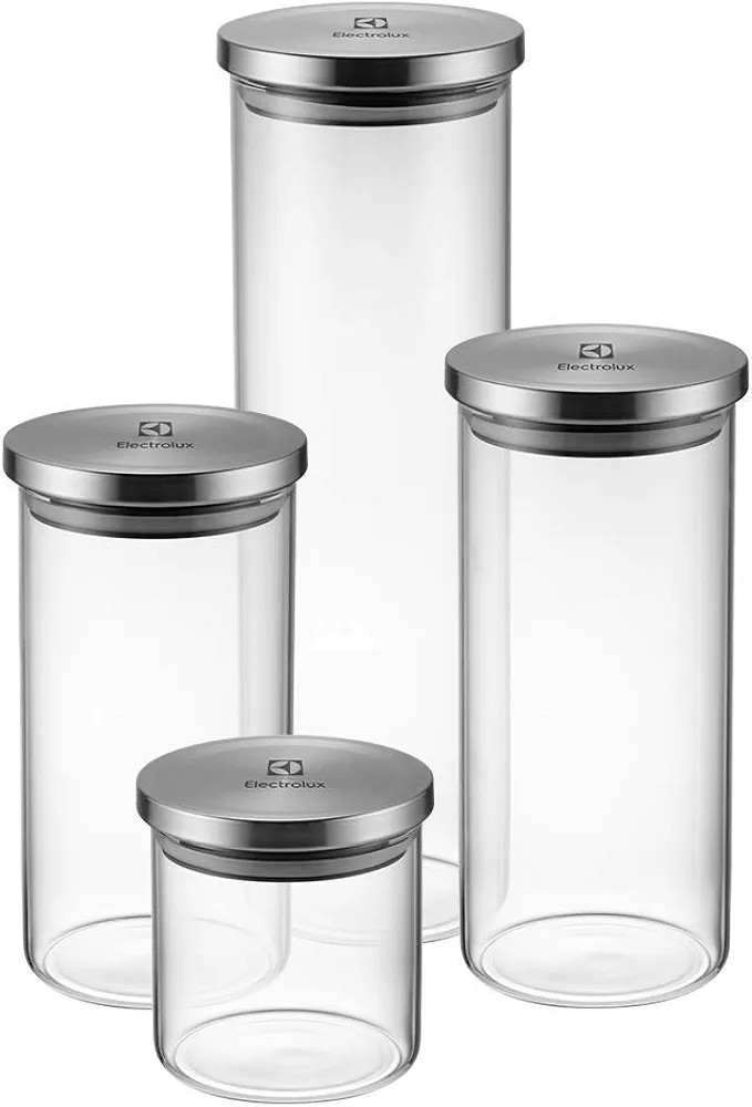 Potes Herméticos Porta-Mantimentos com Tampa de Inox Electrolux - 4 unidades | Amazon (BR)