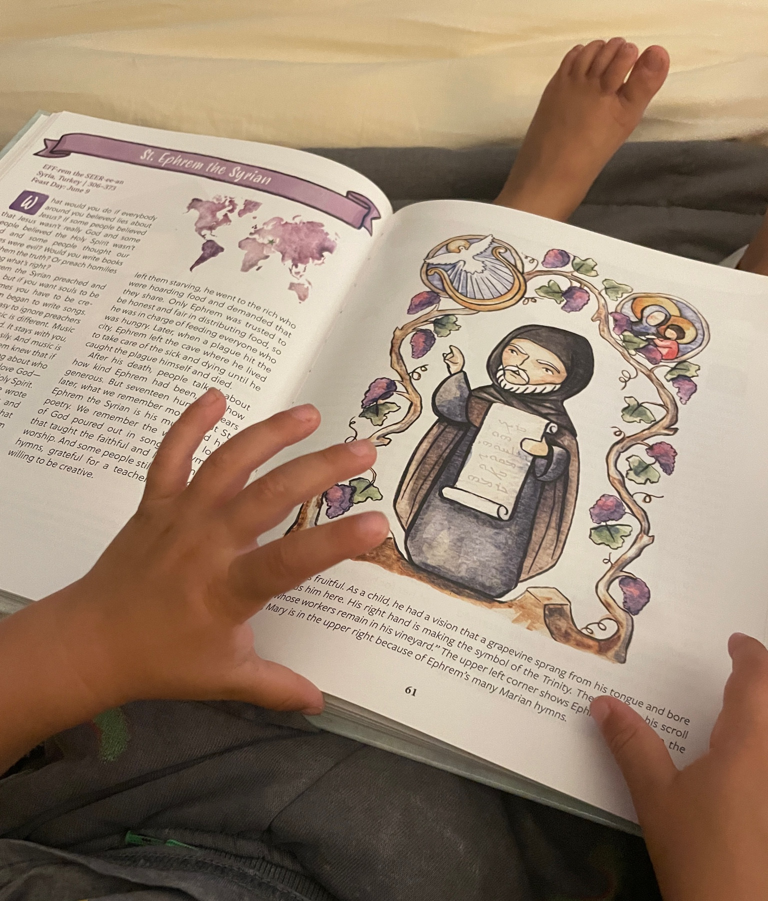 A captivating and storytelling read.

This introduces you and your littles to new heavenly friends, regular people just like us.